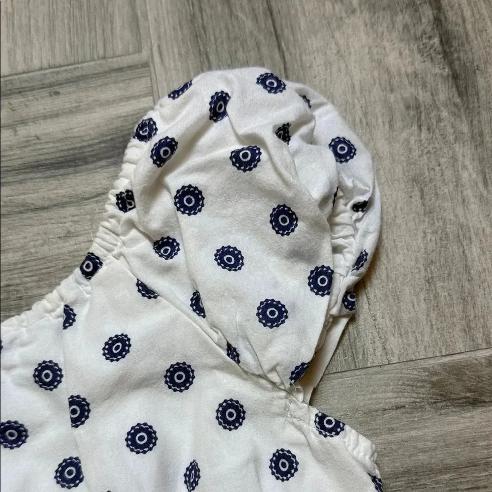 Old Navy White Dress with Navy Dots and Red Hem